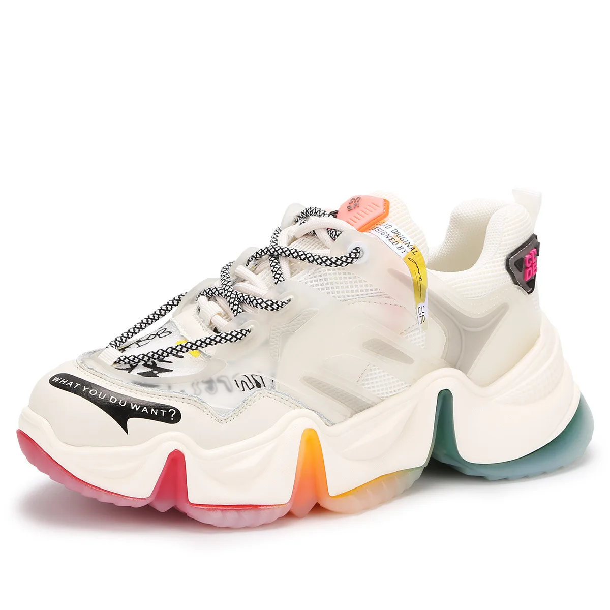 

Leather Women's Fashion Platform Sneakers 2022 Trend Casuals Women Platforn Shoes Spring Ladies Mesh Comfortable Chunky Footwear