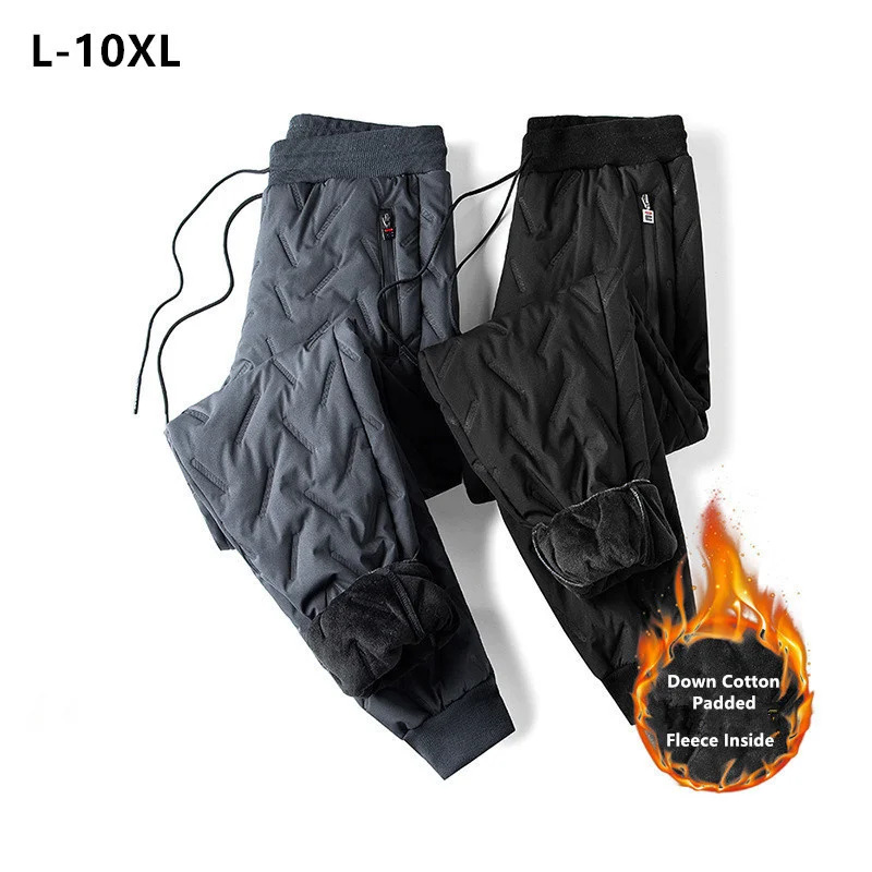 

Joggers Men 10XL Warm Winter Fleece Down Cotton Padded 9XL 8XL 6XL Pants Boys Loose Plus Size Thicken Harem Outdoor Trousers