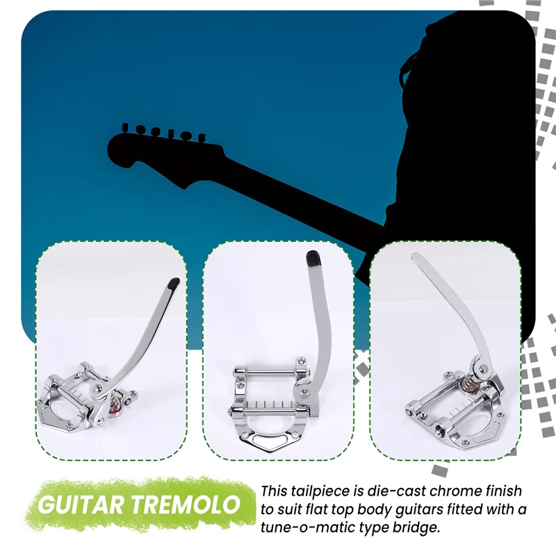 Фото CGDS-Guitar Vibrato Tailpiece Tremolo Flat Top Body Tremolo Unit Vibrato Bridge для электрогитар Tele, SG, LP, ETC (серебристый) №2