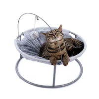 pet cat bed soft plush nest cat hammock detachable mat pet bed with dangling ball for cats small dog squar tumbler rocking chair