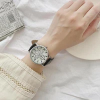 simple fake three eye creative design ladies watch 2022 leather strap digital dial trend quartz womens watch