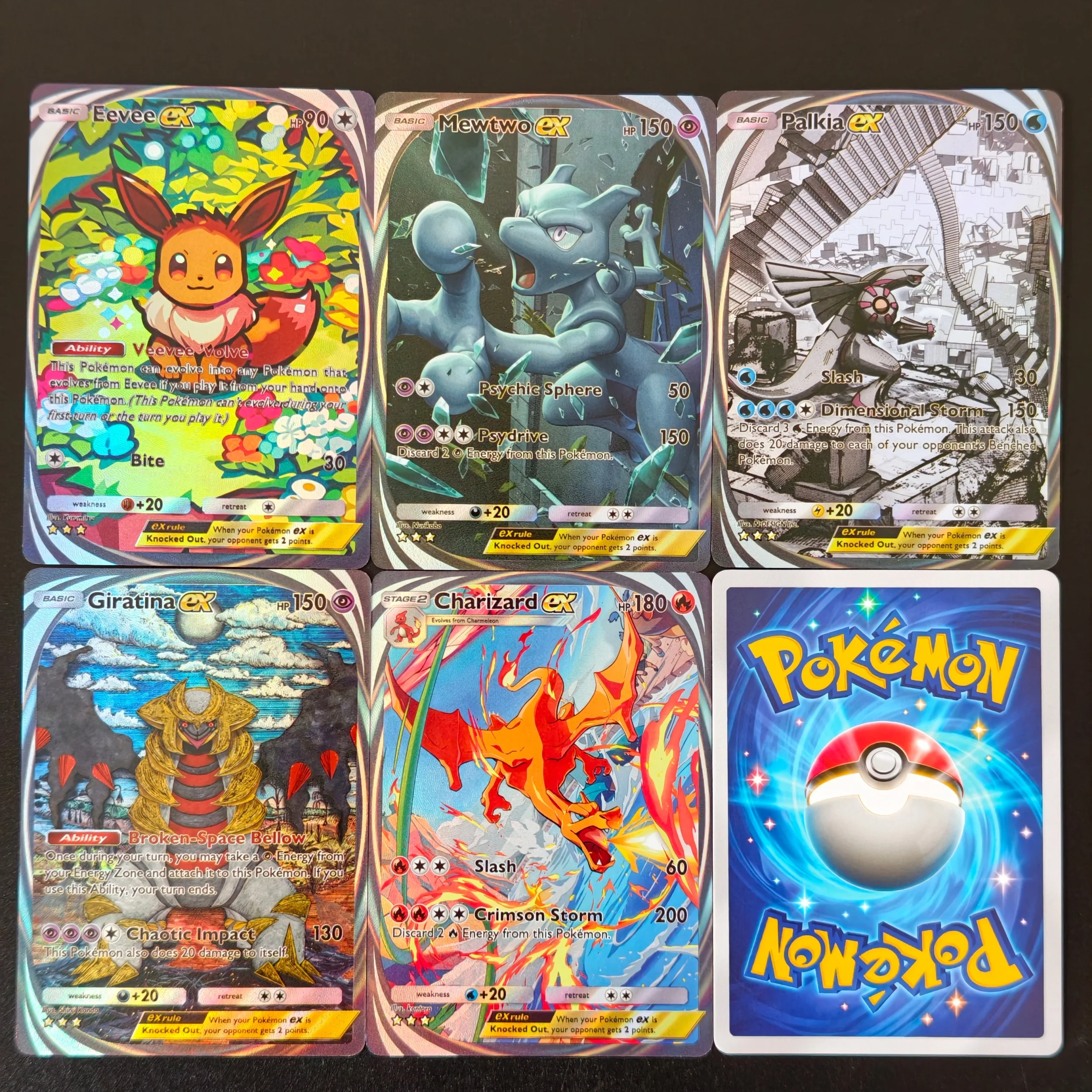 Коллекционная карта PTCG DIY: Карманная карта Charizard ex (английская версия), Pokemon Mewtwo EX, Palkia, Giratina, Eevee, цветная, с текстурой и эффектом мерцания (art.: 3920dc554cf24) - 3920dc554cf24