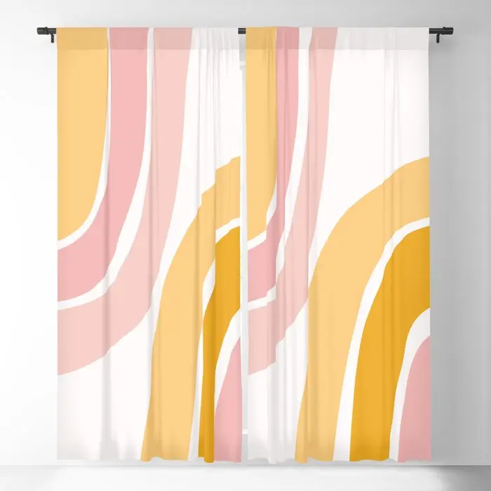 

Шторы блэкаут желтого и розового цветов с абстрактными формами, оконные занавески с 3D принтом для спальни, гостиной, декоративные оконные п...