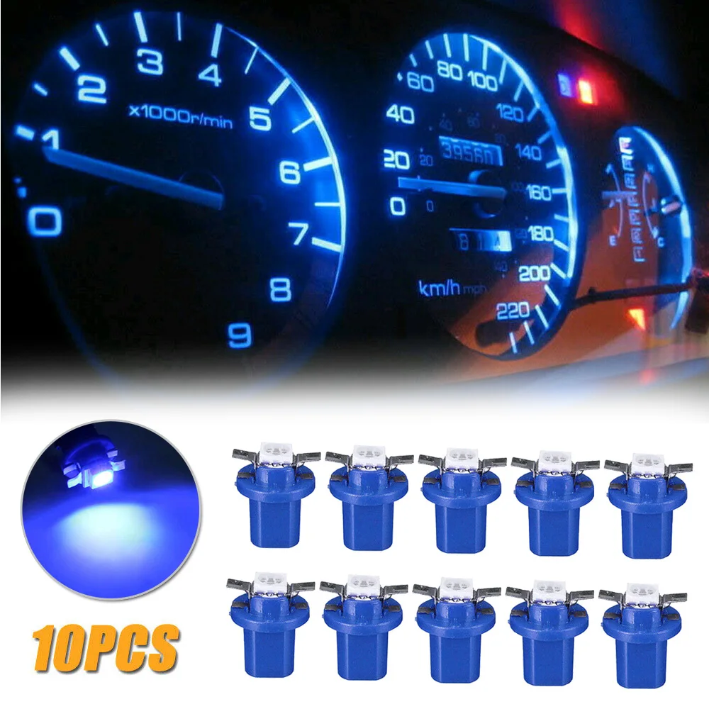 

Replacement Dashboard lights 10pcs Blue Bulb Lamp T5 B8.5D 5050 SMD Car