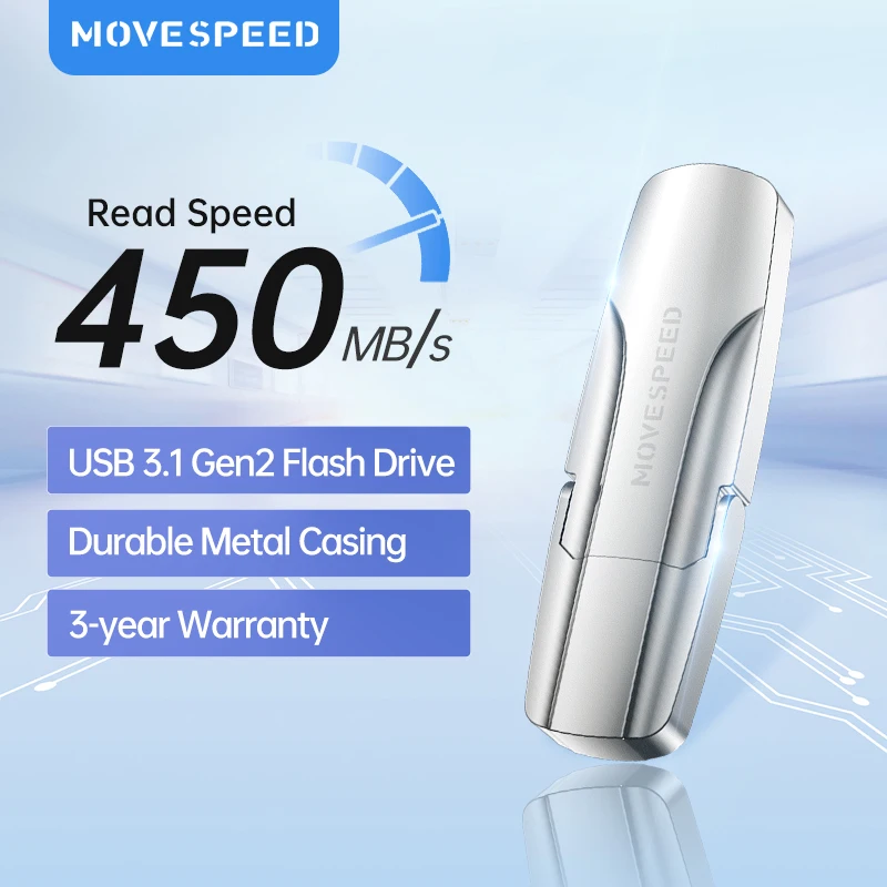 MOVESPEED USB флеш накопитель 1 ТБ, 3,1 Gen 2, металлический флеш накопитель 512 ГБ, 256 ГБ, 128 ГБ, супер высокоскоростной USB накопитель для настольного ПК, ноутбука