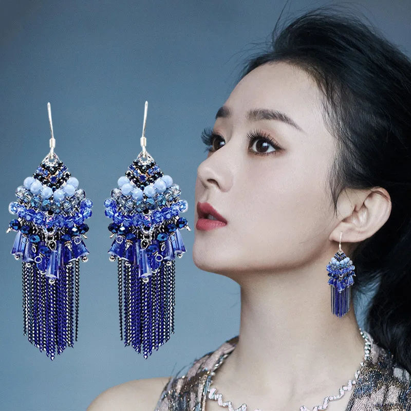 Серьги ручной работы в богемном стиле женские характерные массивные этническом