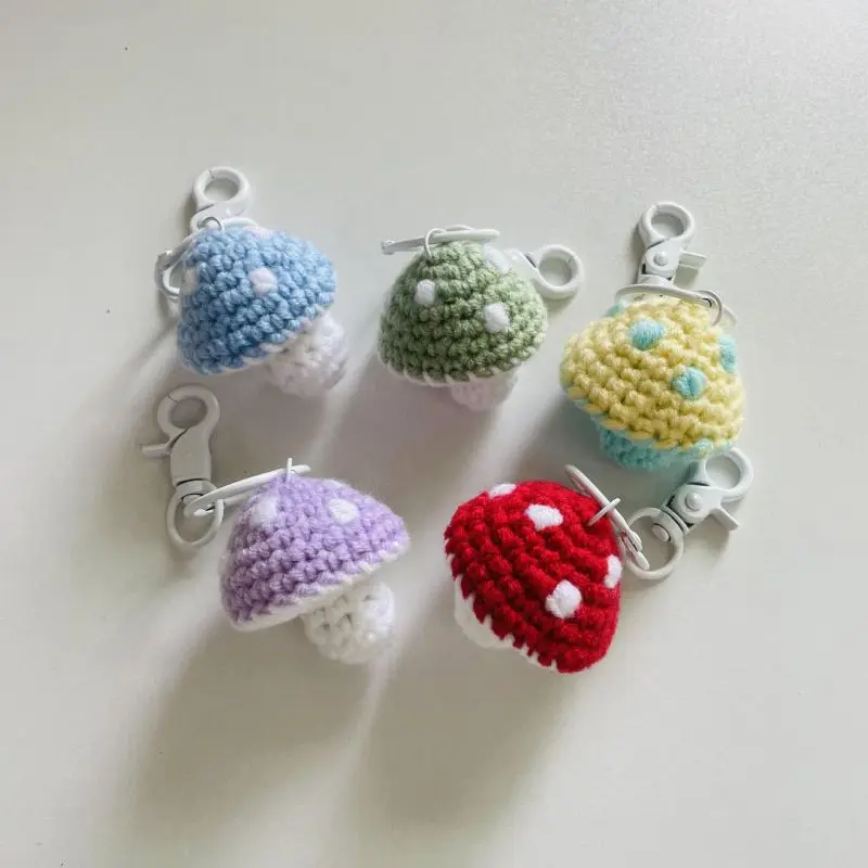 

Cute Mushroom Keychains For Car Keys Fashion Knitted Weaved Handmaking Keychains Korean Women Bag Pendant Keyring Wholesale