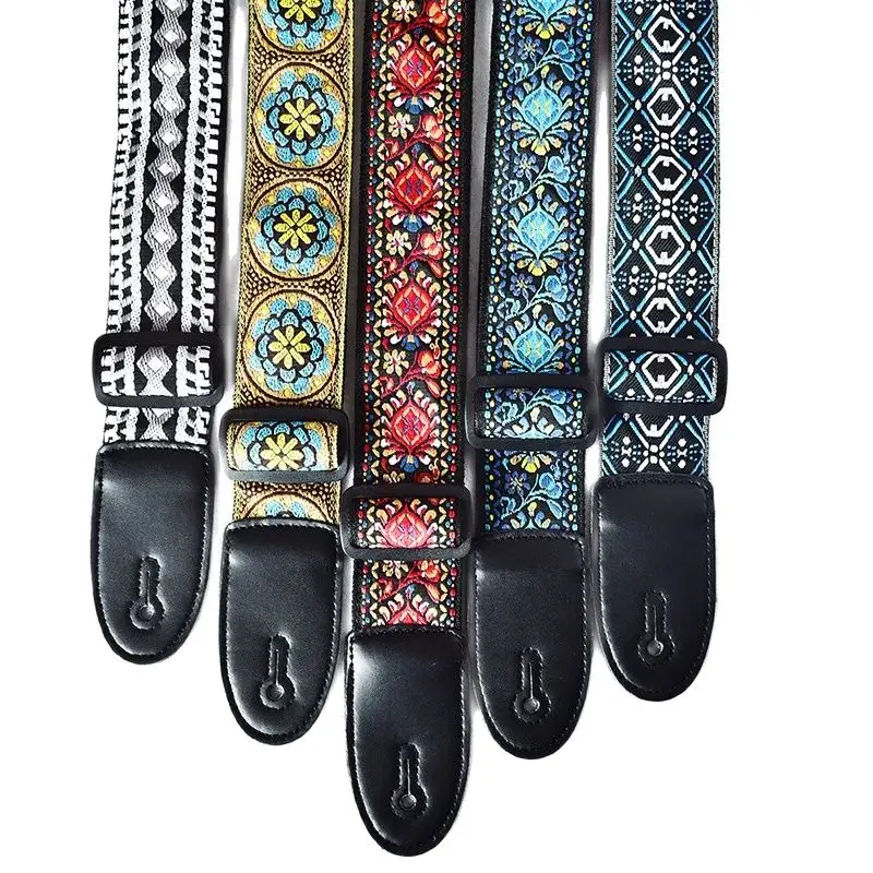 Утолщенный и удлиненный гитарный ремешок высококачественный вышитый ремень для