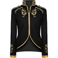 mens gold embroidered court prince stylish suit jacket brand slim fit steampunk gothic vintage uniform costume chaquetas hombre