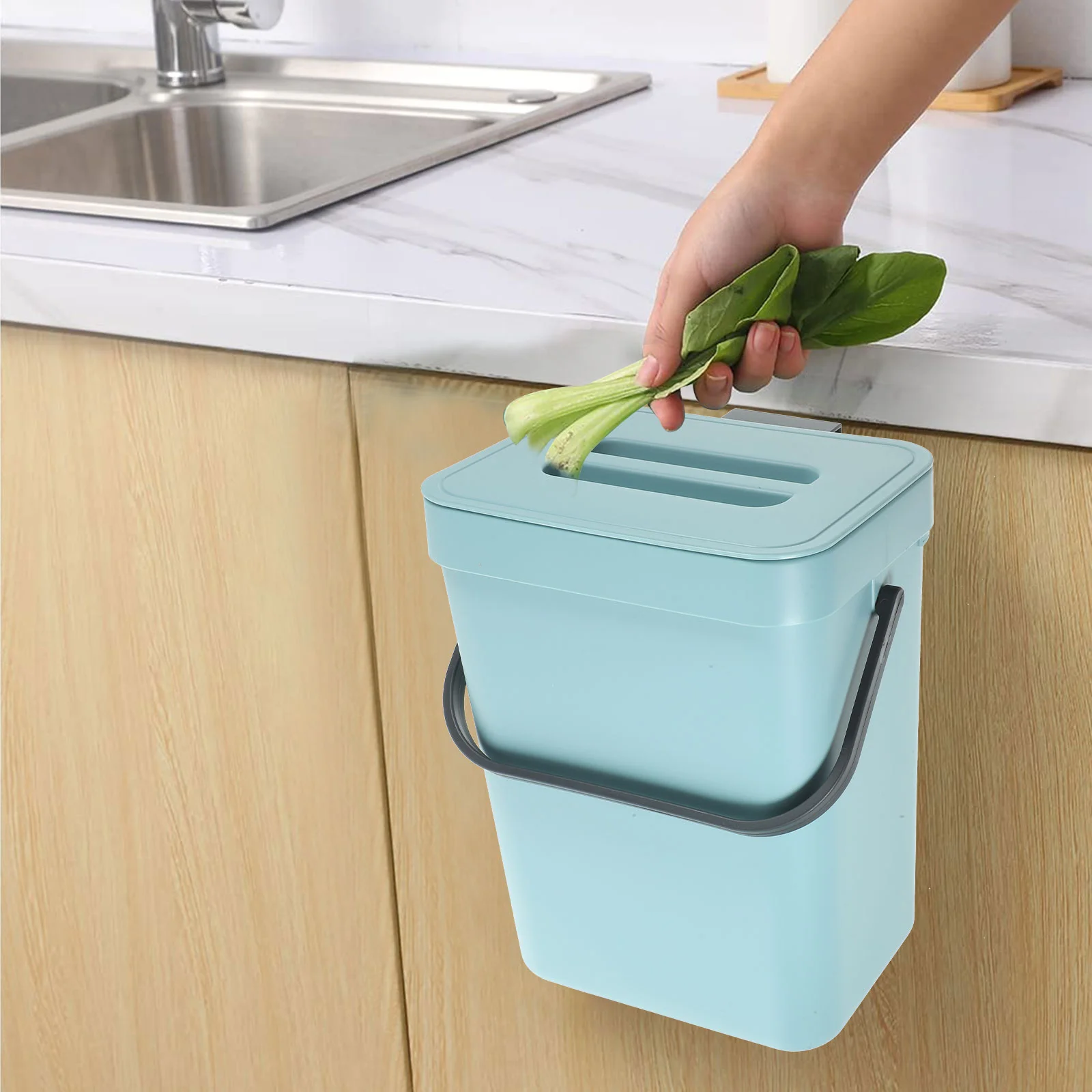 Кухонный подвесной мусорный бак под столом переработка с крышкой дверное