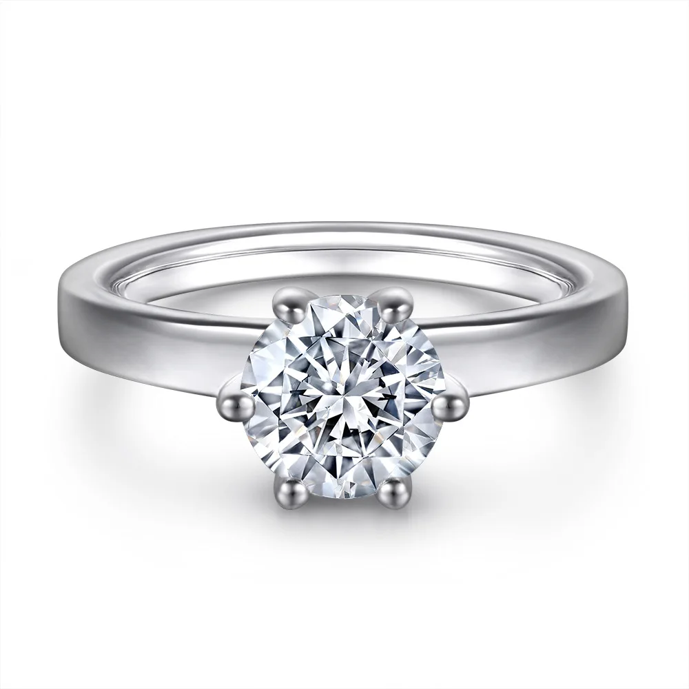 

Solid 925 Sterling Silver Round Cubic Zirconia Solitaire Engagement Ring For Women