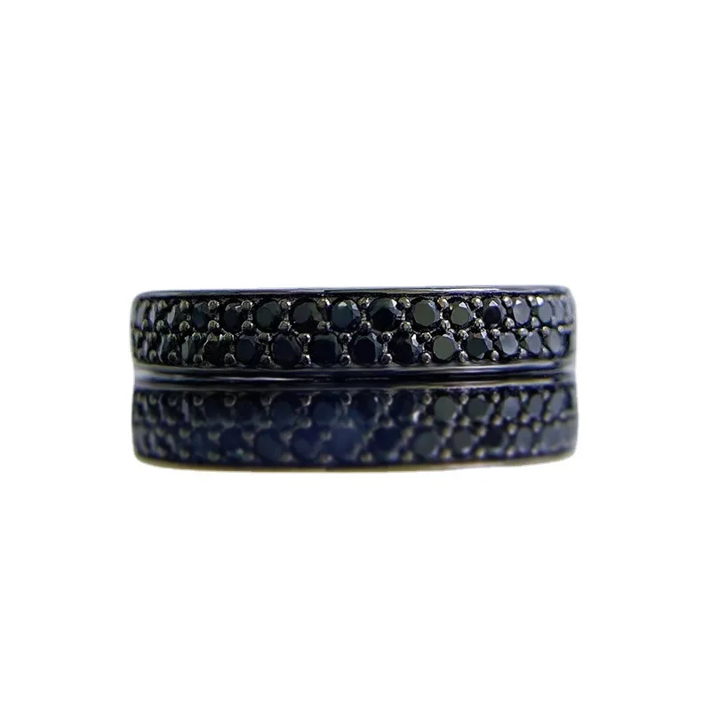 

Eternity Lab Black Diamond Ring 100% Real 925 sterling silver Party Wedding band Rings for Women Men Engagement Jewelry Gift
