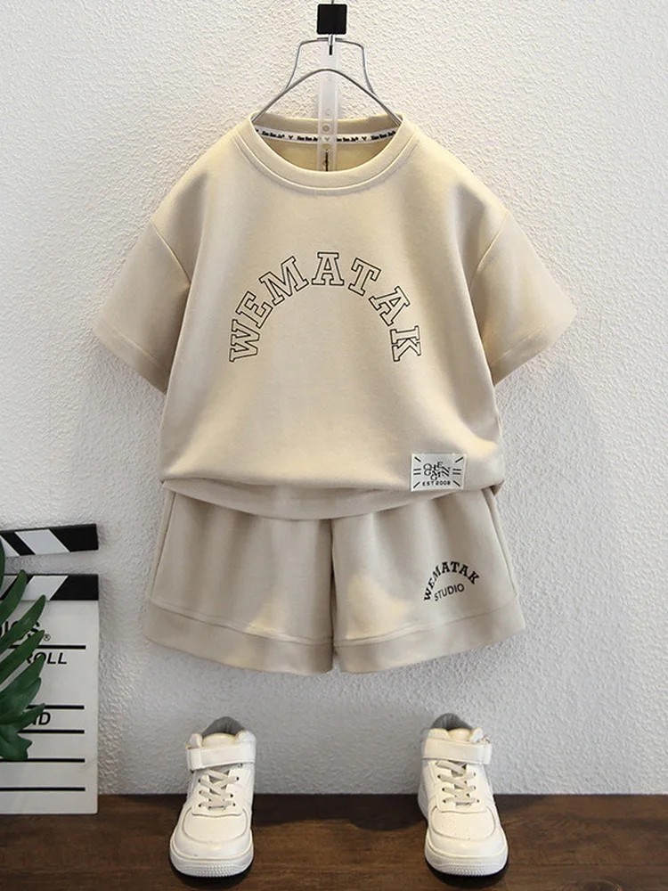 Футболка и шорты с буквенным принтом для мальчиков девочек