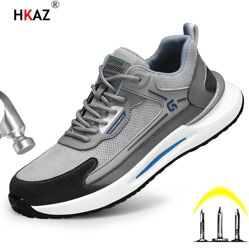 

Men Boots Breathable Air Mesh Safety Shoes Work Sneakers Male Wear Resistant Cushion Shoes Work Boots Indestructible B0223