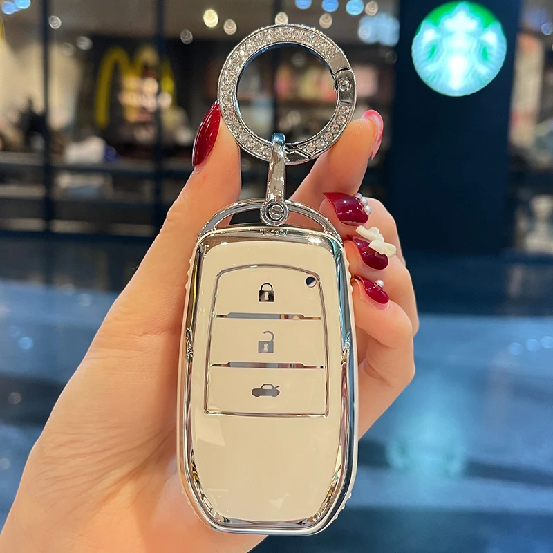 

Ring Car Key Case Cover For Toyota Prado Land Cruiser Highlander VENZA CROWN HARRIER RAV4 C-HR Camry LEVIN ALLION COROLLA Prius