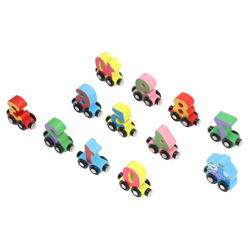 

12Pcs Wooden Magnetic Cute Trackless Numbers Trains Set For Children Gifts Kids Early Educational Toy