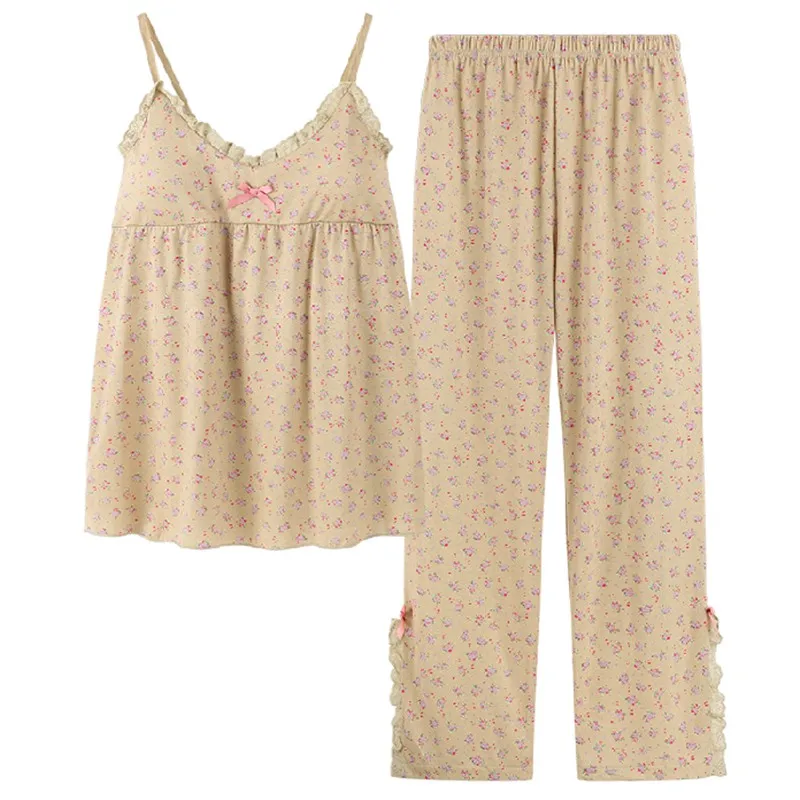 

Pajama Sets Women New Kawaii Summer Sexy Lovely Simple Teens Female College Ins Home Leisure Thin Clothing Korean Style Elegant