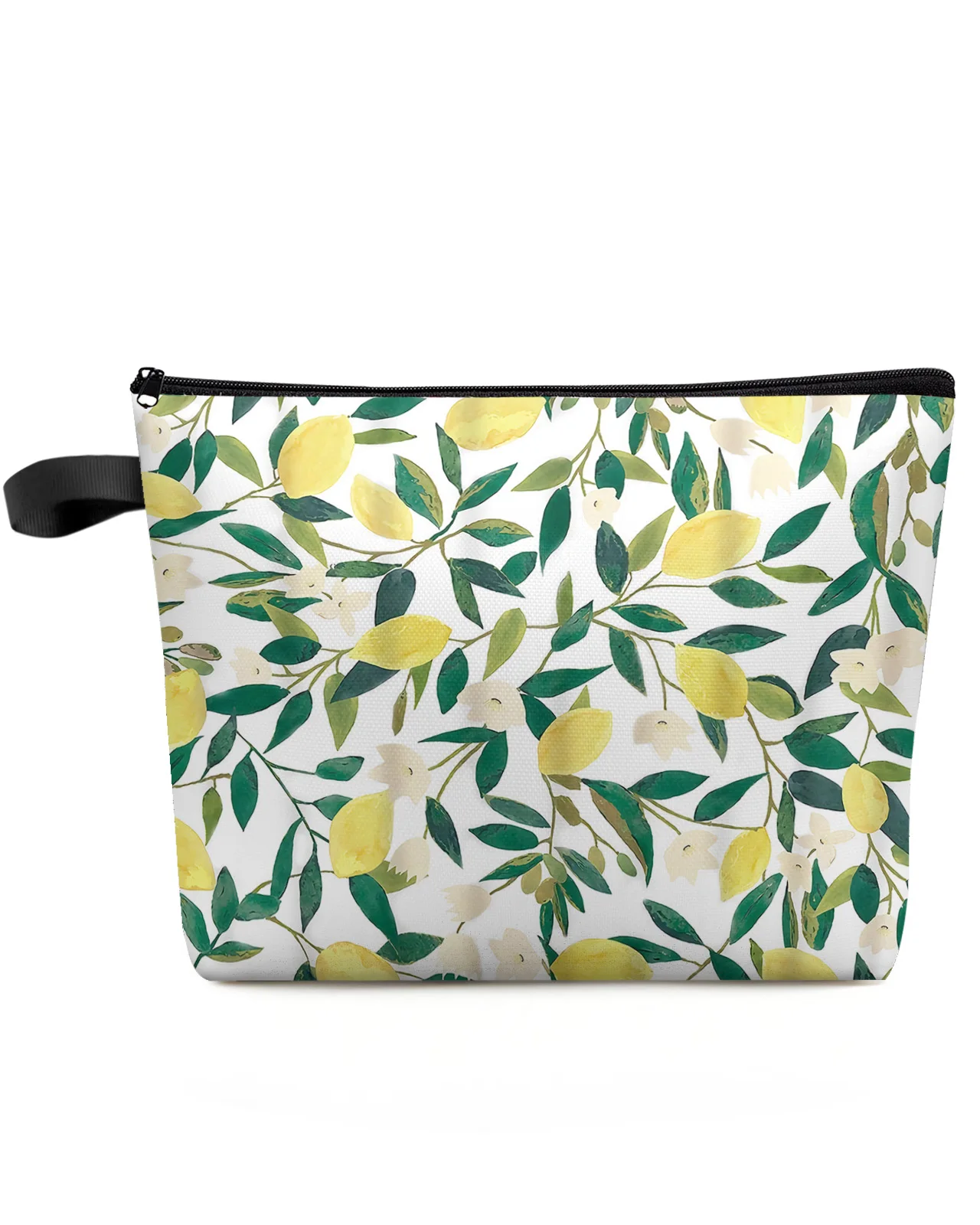 

Lemon Leaf Flower Fruit Watercolor Makeup Bag Pouch Travel Essentials Women Cosmetic Bags Toilet Organizer Storage Pencil Case