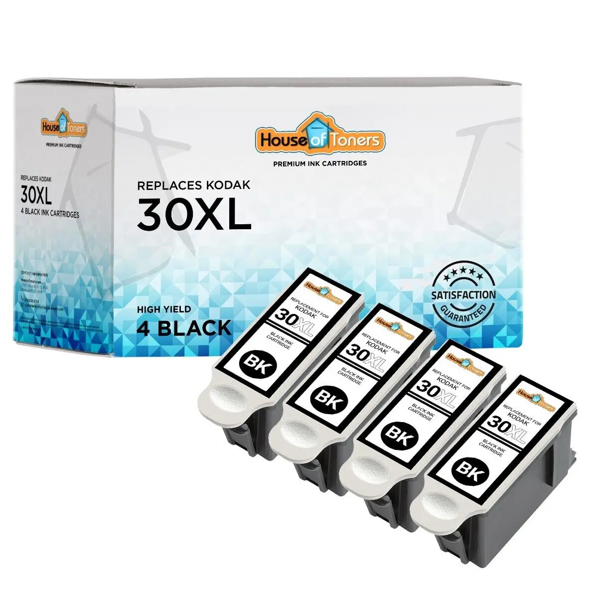 

4 PK 30 XL Black Ink Cartridges for Kodak ESP C310 Hero 5.1 ESP 1.2 3.2 Printer