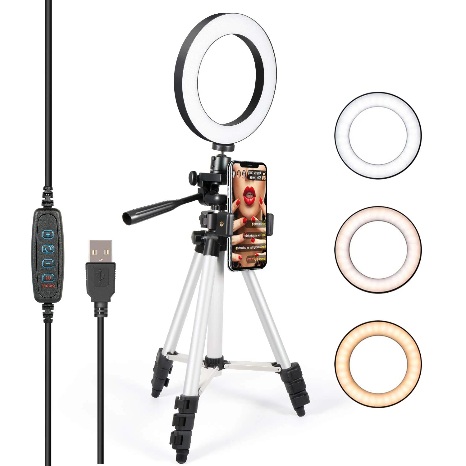 

Dimmable LED Ring Lamp tripod Dimmable Selfie Ring Light with stand color Annular tube photographic lighting For Live Studio