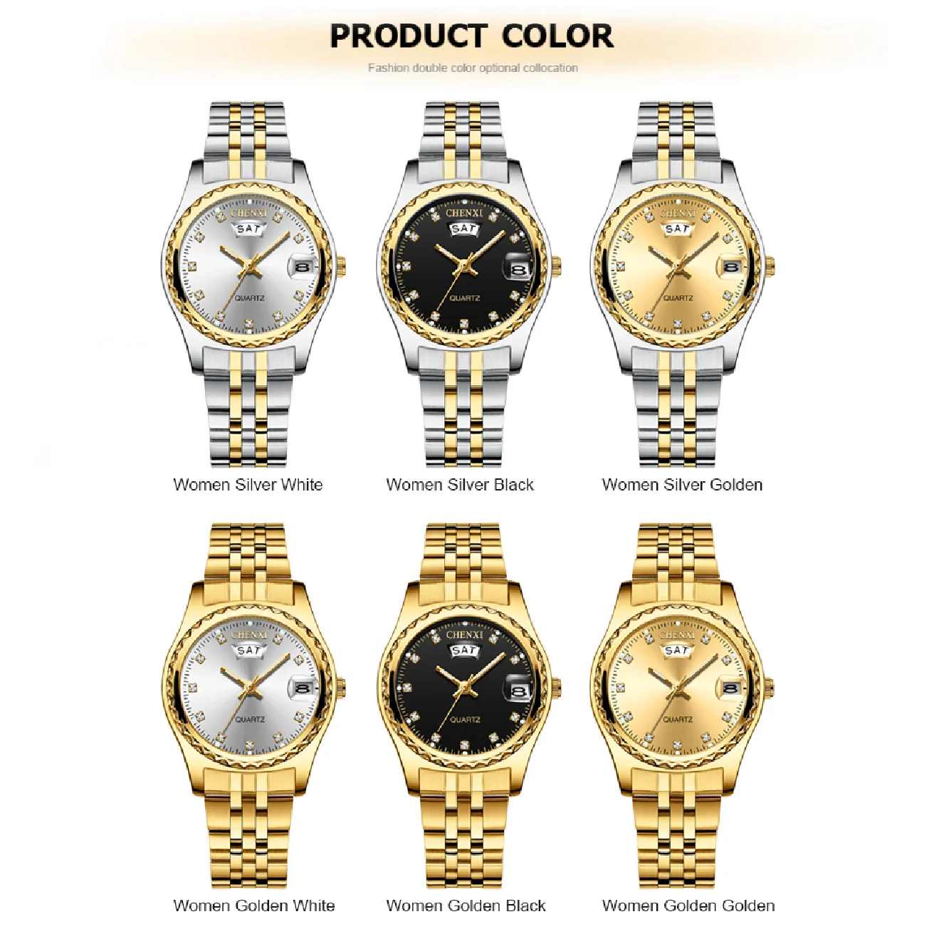 CHENXI Women Luxury Quartz Watches Ladies Golden Stainless Steel Watchband High Quality Casual Waterproof Watch Gift for Wife enlarge