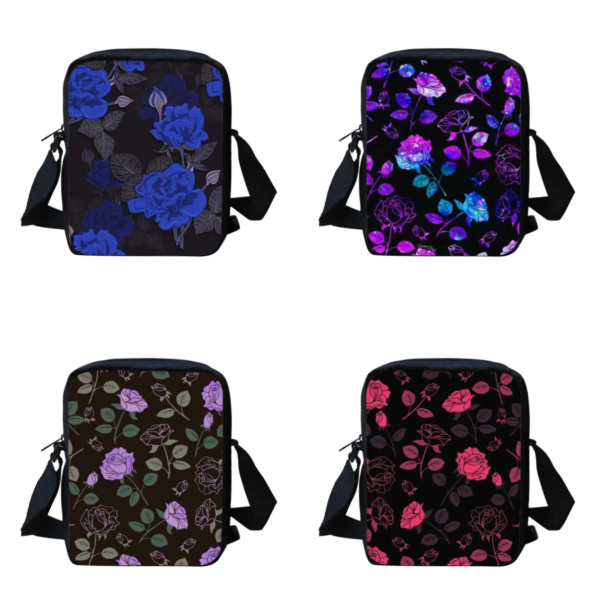 

Purple Fluorescent Flower Design Crossbody Bag Teenagers Messenger Bag for Women Handbag Portable Sports Versatile Bag Plecaczk