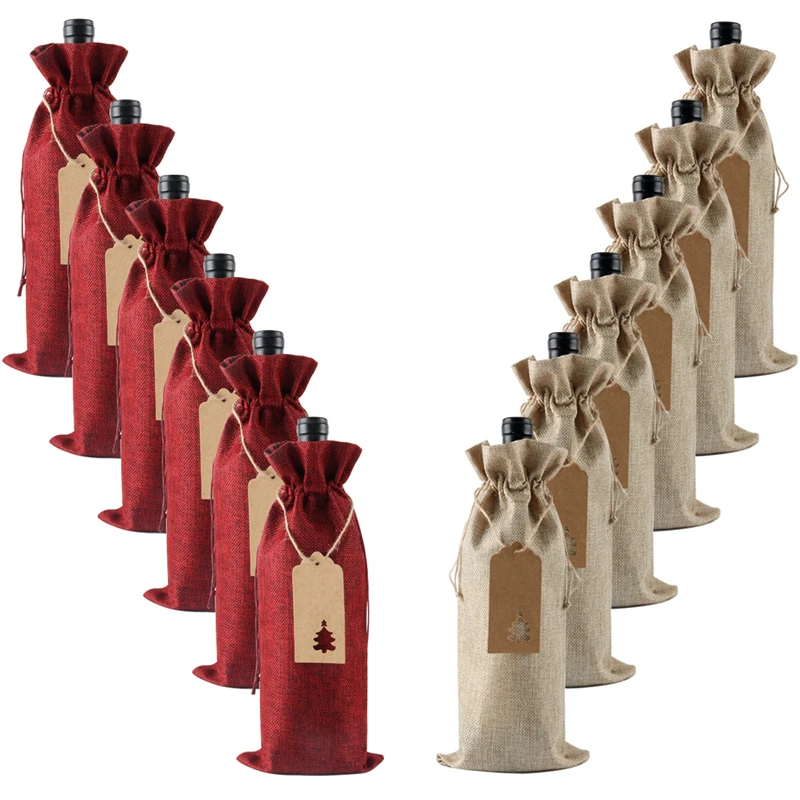 Мешочки для вина из мешковины 12 шт., подарочные пакеты для вина на ...