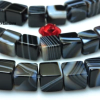 mamiam natural a black stripe agate faceted square beads 4mm 6mm 8mm loose stone diy bracelet necklace jewelry making design