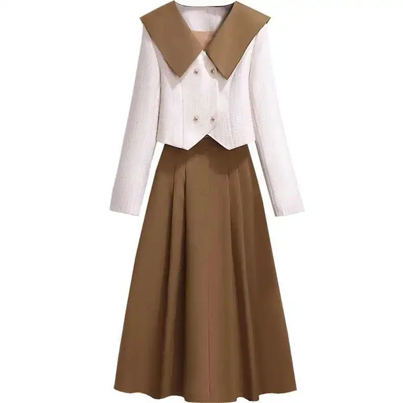 

Женская юбка-костюм с длинным рукавом, демисезонное платье-двойка с длинным рукавом