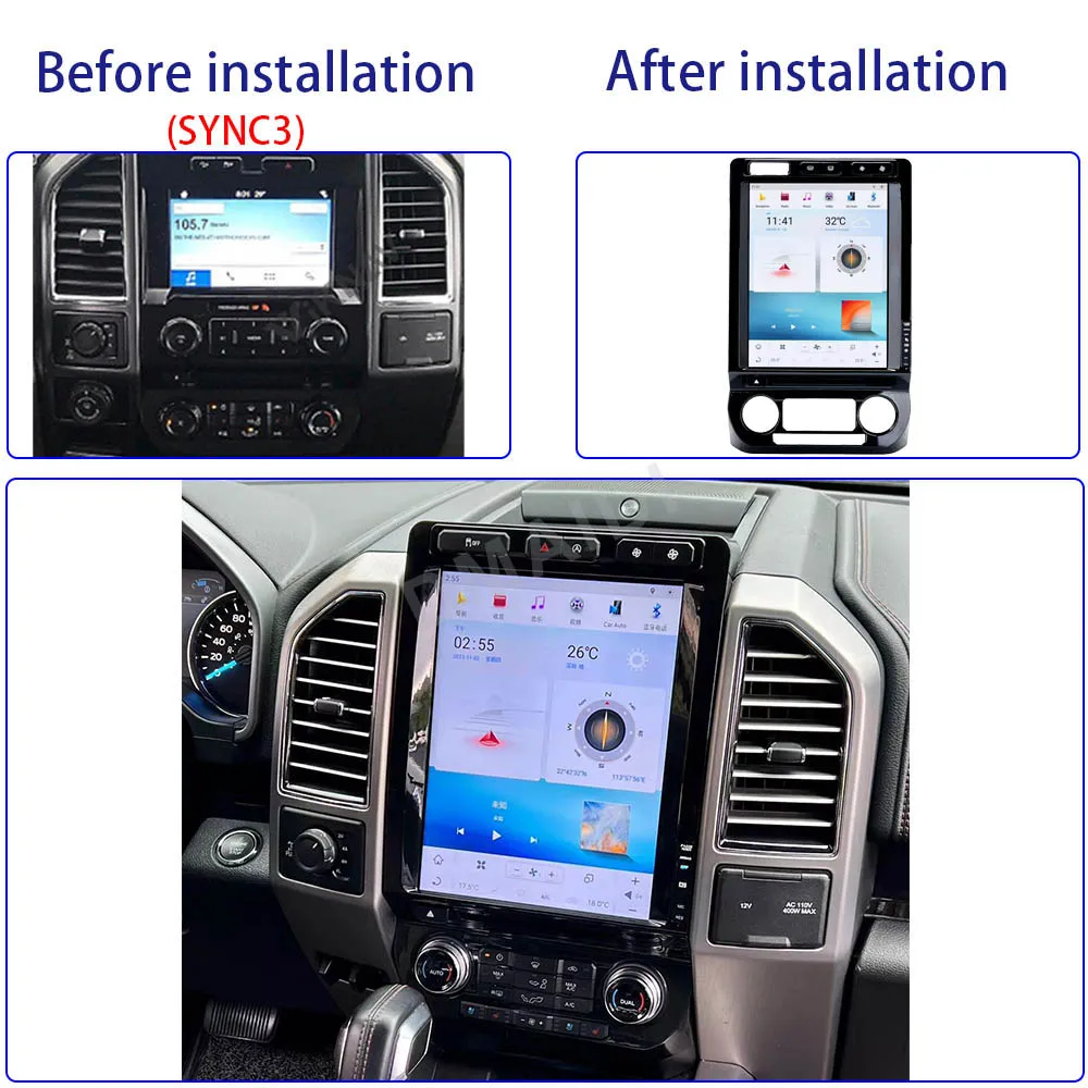 Вертикальный экран 12-дюймовый автомобильный GPS-навигатор Qualcomm для Ford F150 2015-2021 Android