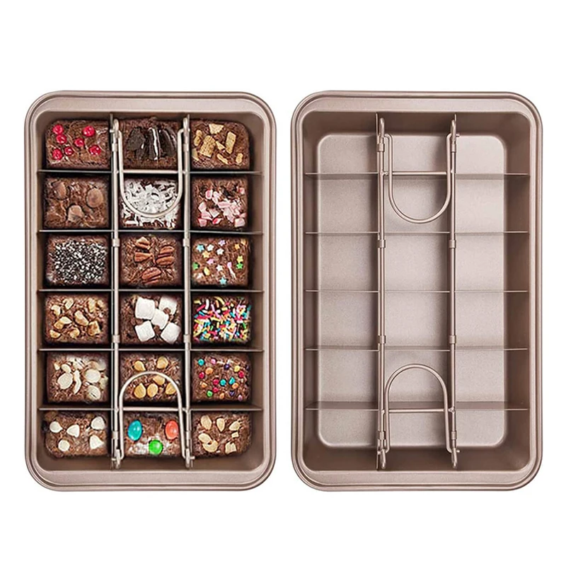 

18 Cavity Brownie Pan Non Stick Baking Pan Square Lattice Chocolate Dessert Cake Mold With Dividers Bread Oven Pan Bakeware