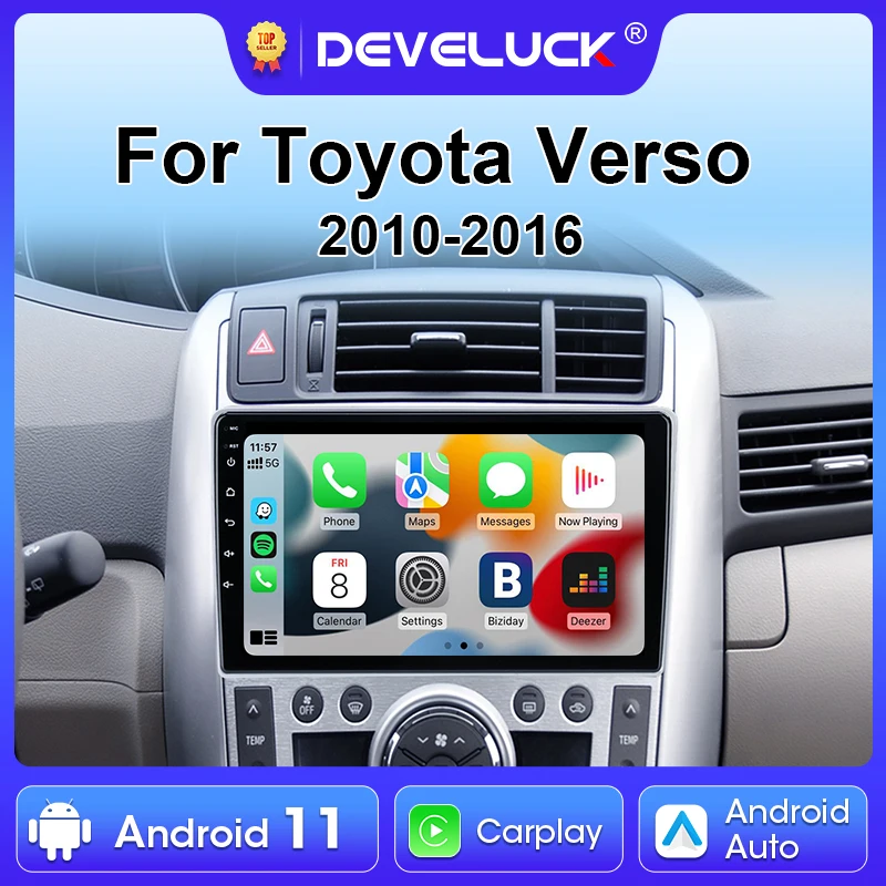 Автомагнитола 2 Din, Android 11, мультимедийный видеоплеер для Toyota Verso R20 2009-2018, GPS-навигация, Carplay, стерео, Wi-Fi, IPS, 4G, RDS