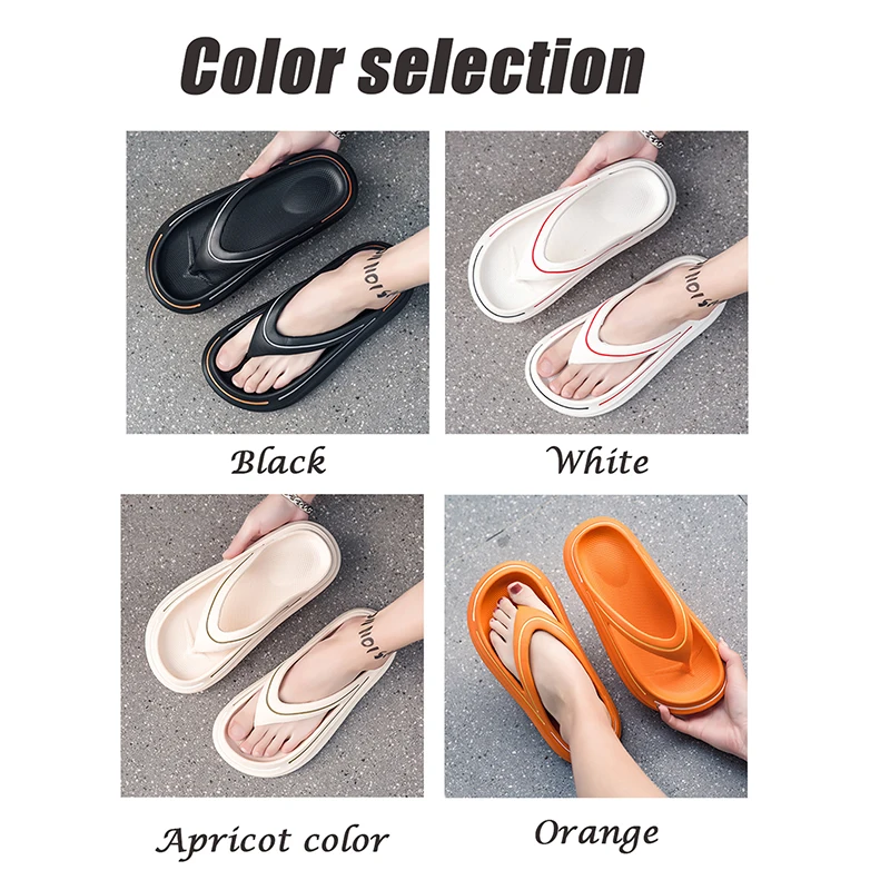 Thick Soled Women'S Beach Holiday Beach Foot Sports Anti-Skid Slippers Eva Solid Color Simple Design Summer Flip Flops
