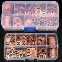 200pcs copper washers gasket set m5 m6 m8 m10 m12 m14 copper washers for oil sump plug flat ring oil seal assortment kit