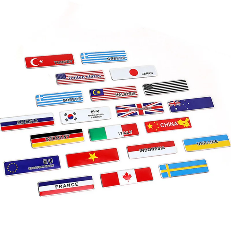 

3D Aluminum Car Sticker Europ Greece France Italy Germany USA UK Sweden Korea Flag Emblem Badge Motorcycle Accessories