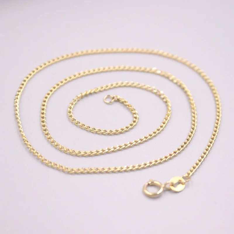 

AU750 Pure 18K цепочка из желтого золота женское колье 1,8 мм панцирное кубинское ожерелье 1,9-2g 16,9 дюйма