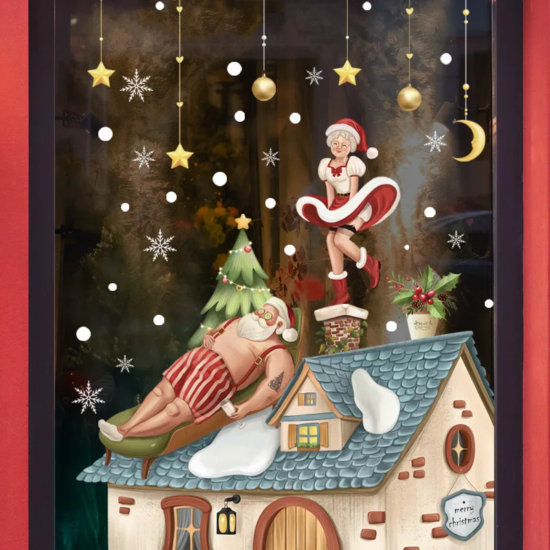 

Рождественские и новогодние наклейки, наклейки с рисунком деда мороза, снега, наклейки, рождественские украшения, наклейки