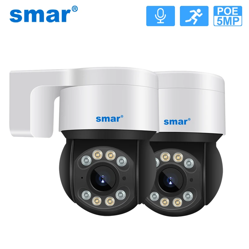 

Smar 2PCS/LOT POE PTZ IP Camera 5MP 2MP Outdoor Two Way Audio Full Color Night Vision Ai Human Detect Speed Dome Security ICSEE