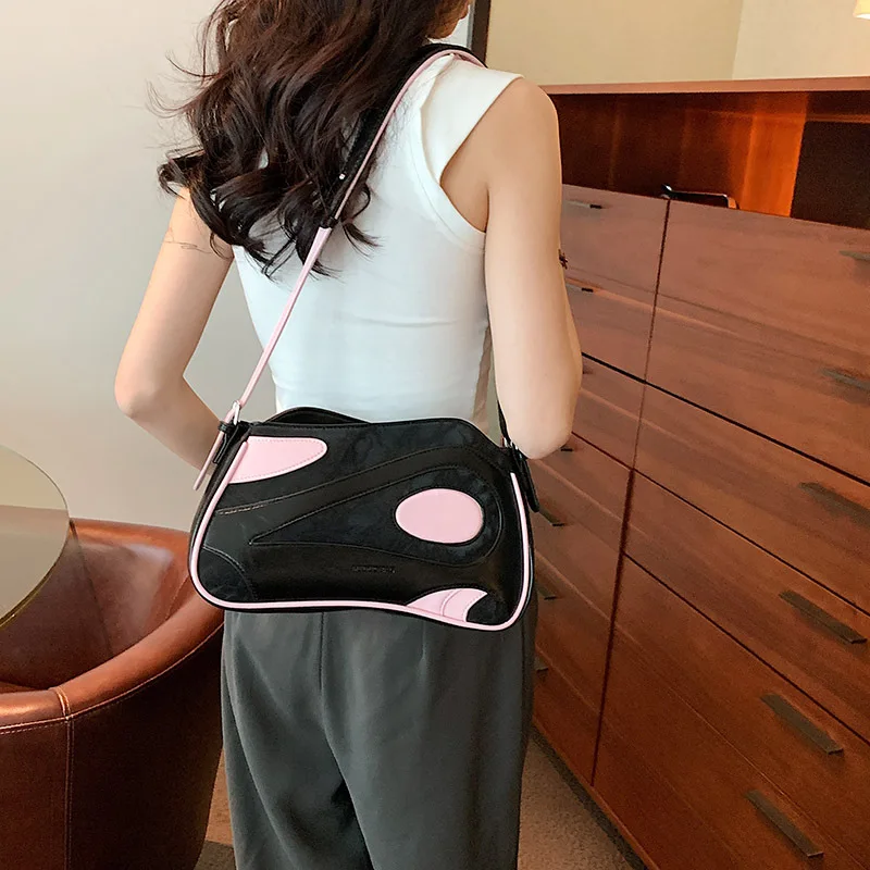 Fashion Versatile Luxury Designer Handbag Women's Simple Contrast Color Single-Shoulder Underarm Bags Commuter Storage Satchel