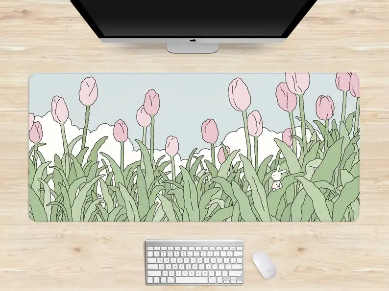 

Cute Anime Desk Mat, Nature mousepad kawaii, extra large gaming mouse pad xl, extended long wide deskmat, Studio Aesthetics scen