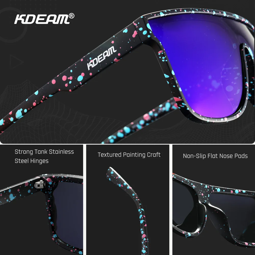 KDEAM Новые поляризационные ветрозащитные солнцезащитные очки с большой оправой