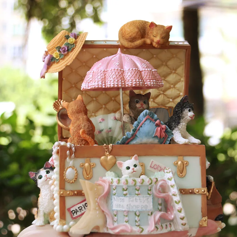 Кошачья шкатулка с сокровищами, вращающаяся музыкальная шкатулка, винтажный подарок для девочек, детский подарок на Рождество, день рождения, дропшиппинг (art.: 3920ce6afc7d9) - 3920ce6afc7d9