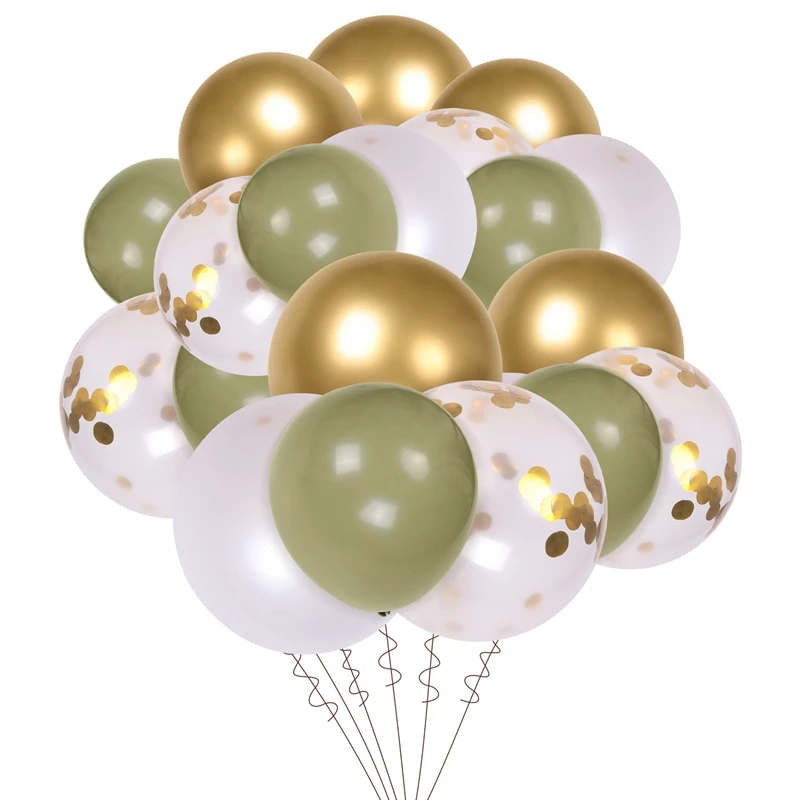 

1Set Balloons Eucalyptus Pearl White Gold Confetti Balloon Wedding Baby Shower Olive Green Birthday Party Decorations