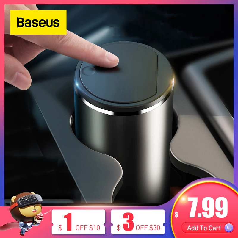  Baseus Alloy Car Trash Can Auto Organizer Storage Bag Car Garbage Bin Ashtray Dust Case Holder Auto Accessories 