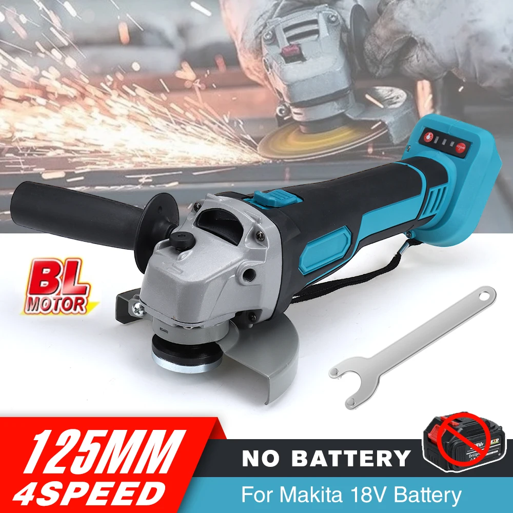 

18V M14 Brushless Electric Angle Grinder 125mm No Battery DIY Cutting Machine Power Tools for Makita 18V Battery