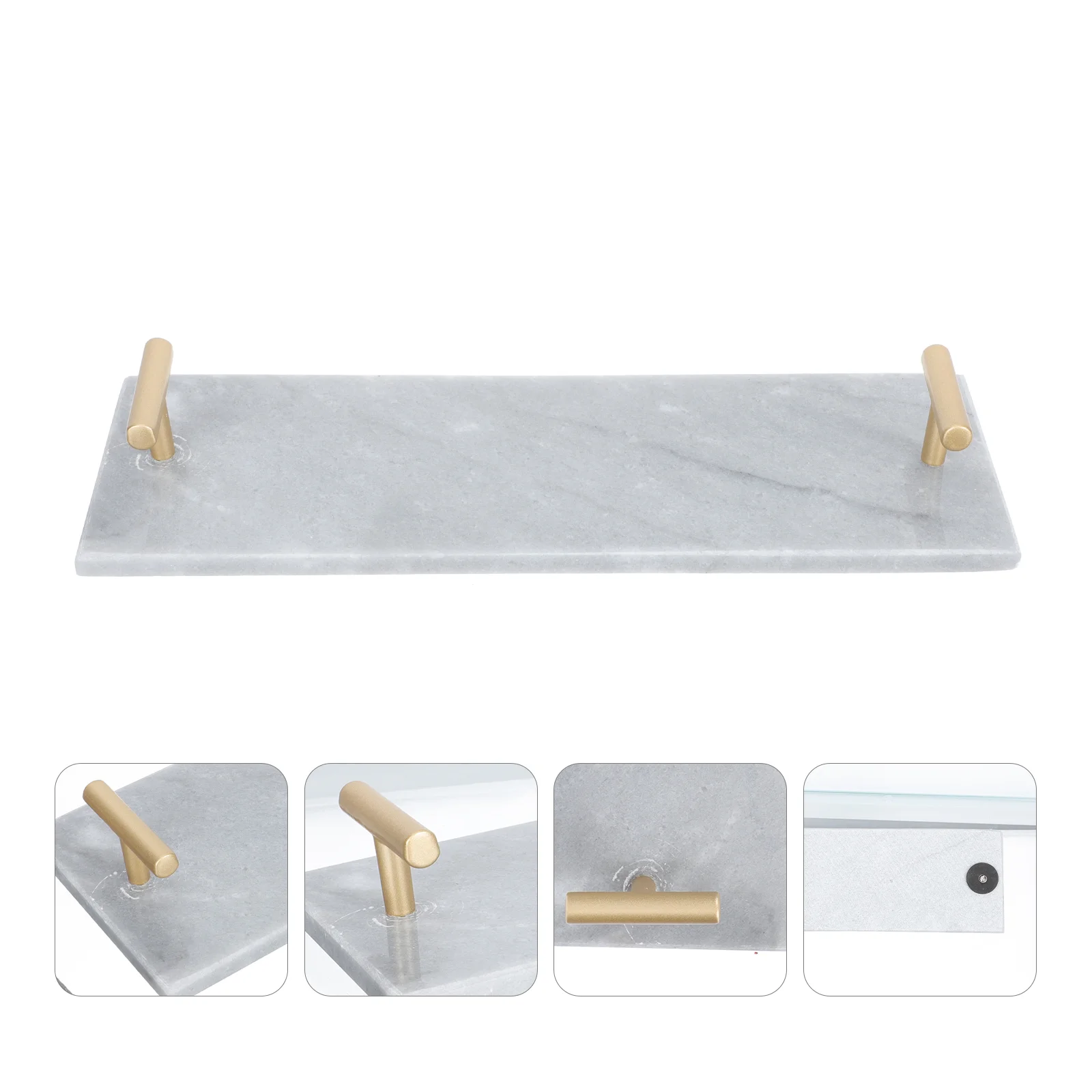 

Marble Tray Metal Handle Tray Cosmetics Storage Tray Rectangular Metal Handle Tray for Room Dorm