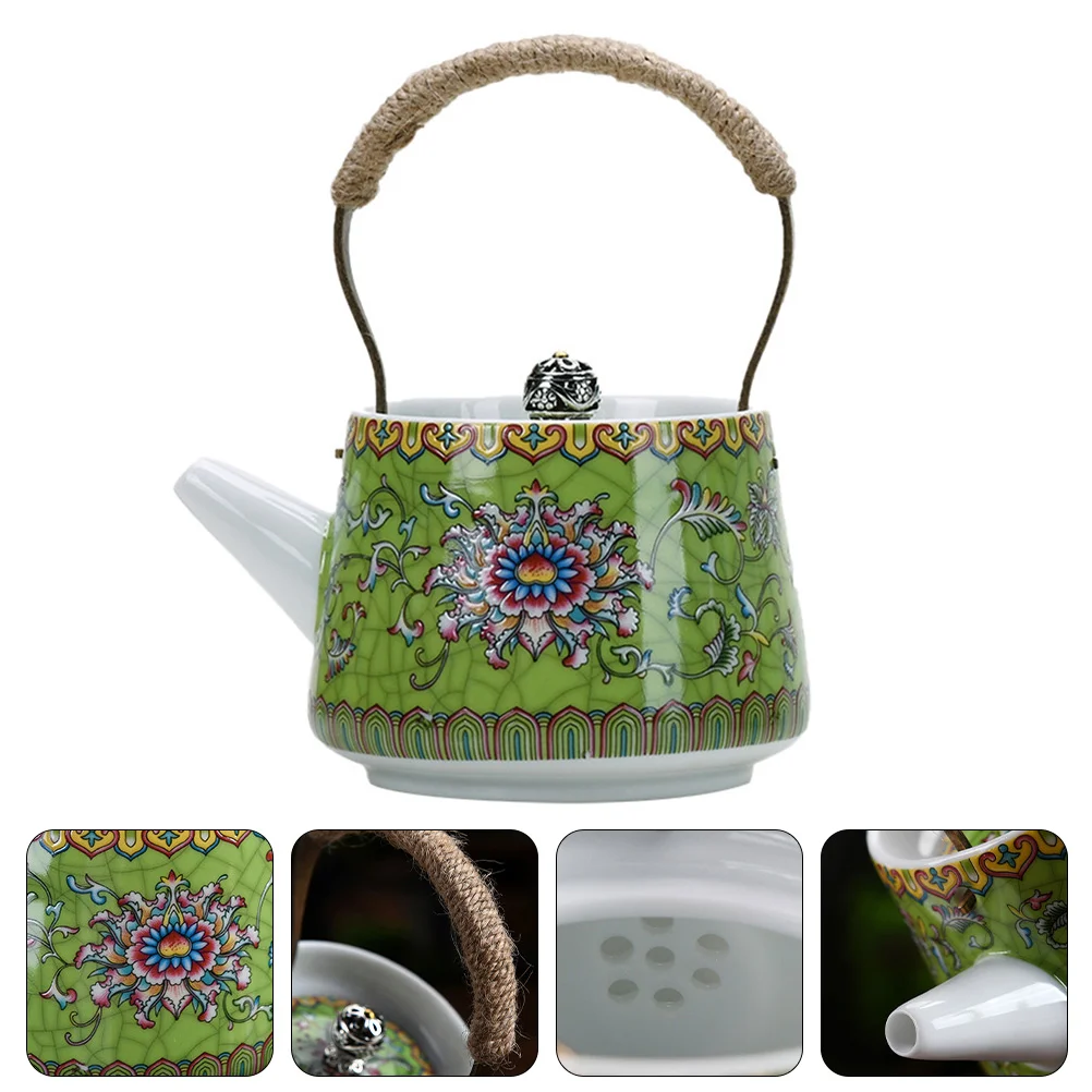 

Tea Kettle Teapot Pot Maker Porcelain Water Enamel Loose Leaf Chinese Ceramic Vintage Stovetop Pitcher Beverage Coffee Flower