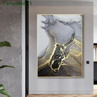 Золотисто-Серая Мраморная текстура Холст Картина в скандинавском стиле абстрактный плакат печать Современная Настенная картина гостиная украшение для дома