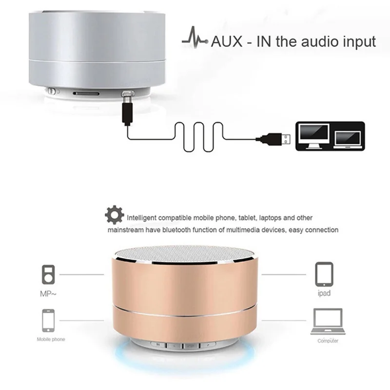 Universal Wireless Bluetooth Speaker Portable Outdoor Waterproof Noise Reducting Music Sound Box Aluminum Alloy Small Soundbar enlarge