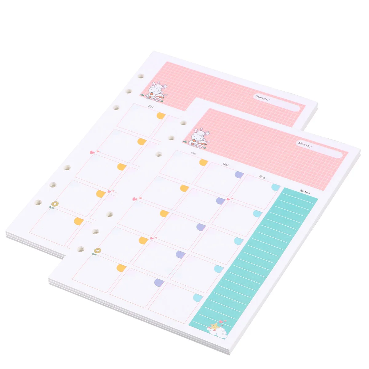 

A5 Refill Paper Colorful 6 Ring Monthly Paper Binder Refill Calendar Planner Inserts Personal Diary Filler Paper Page